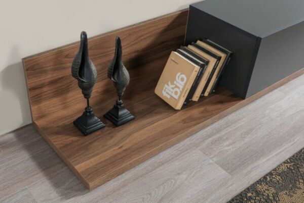 طاولة تلفزيون إنسيتي - بني خشبي ورمادي