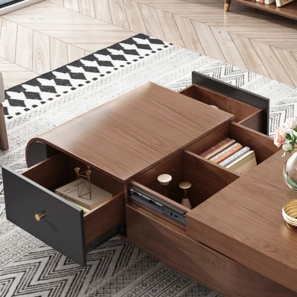  طاولة قهوة بمساحات تخزين اليغانت فيرنيتشر - بني