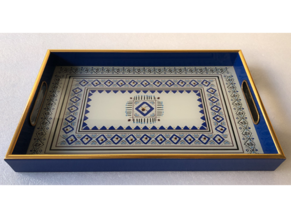 صينية تقديم فيينا مستطيل زجاج بإطار بلاستيك متعدد الالوان