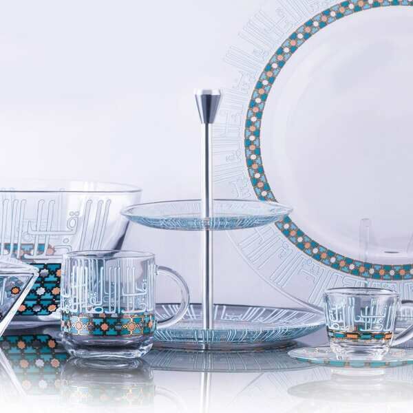 حامل كيك وحلويات كيام اصالة  ذهبي واخضر