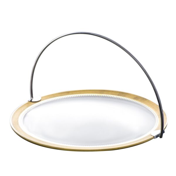 صينية تقديم زجاج مع حامل قرطبة 33 سم مذهب 