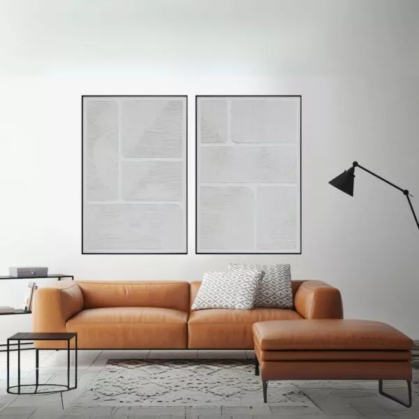 لوحة جدارية طلاء يدوي بروفال 90×60 سم - ابيض