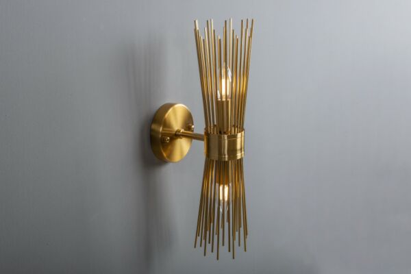 إضاءة جدارية أعواد لمبتين إي 27 ذهبي