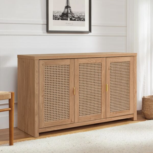 طاولة بوفيه جانبية راتان - بني فاتح