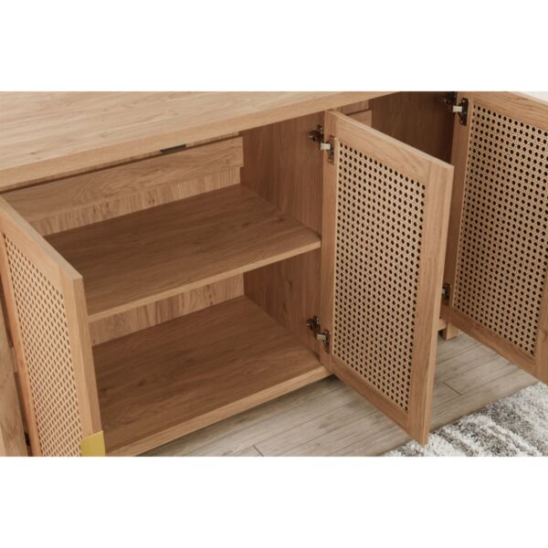 طاولة بوفيه جانبية راتان - بني فاتح