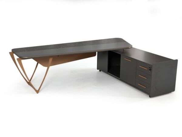 طقم أثاث مكتبي آيكون 3 قطع - أسود وذهبي