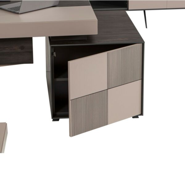 طقم أثاث مكتبي نيو أورا 3 قطع - أسود وبيج غامق