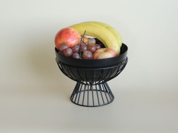 وعاء تقديم بقاعدة مع ستاند اريبيا - اسود