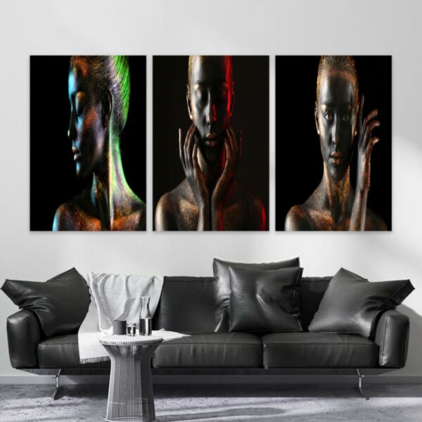 طقم لوحة جدارية فنية ايسرا لتزيين الحائط 3 قطع - متعدد الالوان 