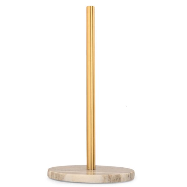تحفة ديكور حامل رول مناديل رخامي ايلا - بيج وذهبي