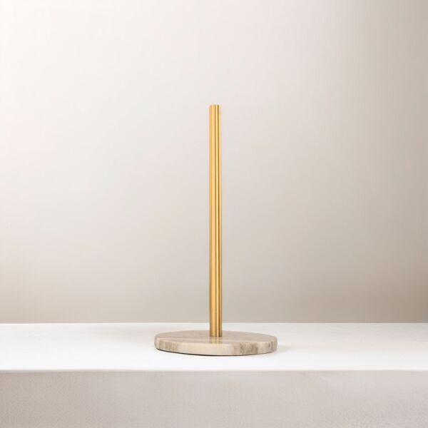 تحفة ديكور حامل رول مناديل رخامي ايلا - بيج وذهبي