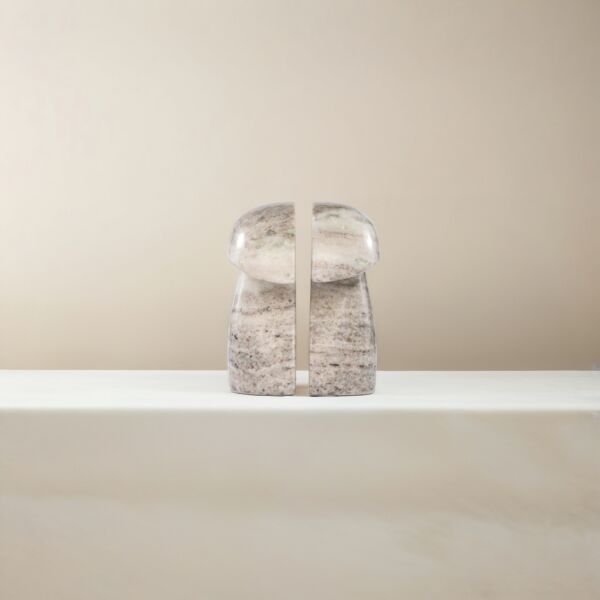 تحفة ديكور رخامية شكل فطر - بيج ومتعدد الالوان