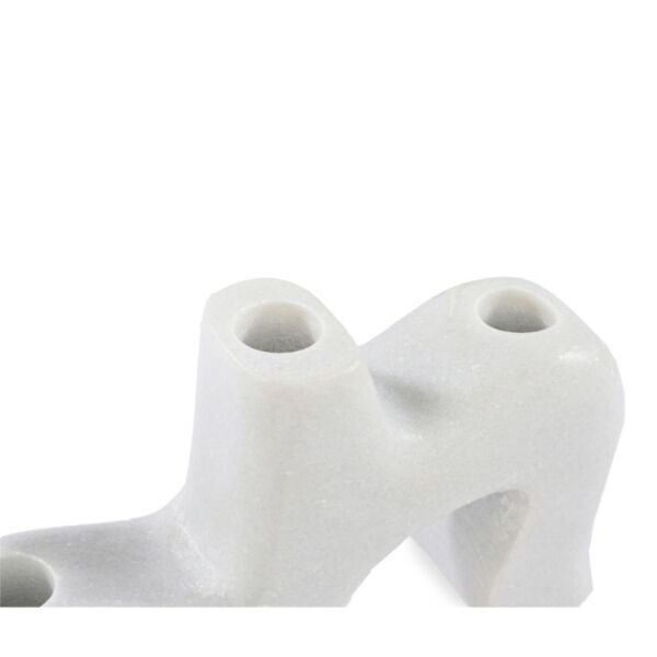 تحفة ديكور حامل شموع رخامية ايزيل - ابيض رمادي