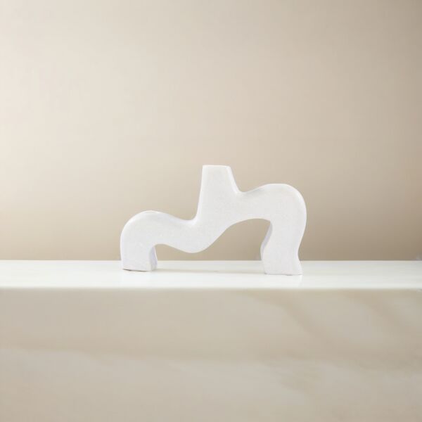 تحفة ديكور حامل شموع رخامية ايزيل - ابيض رمادي