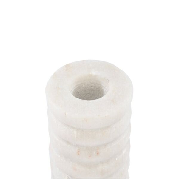 تحفة ديكور حامل شموع رخامية ايمري ابيض رمادي - صغير