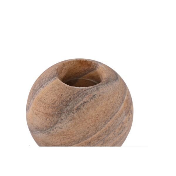 حامل شموع كروي من الحجر الرملي - بني ومتعدد الالوان