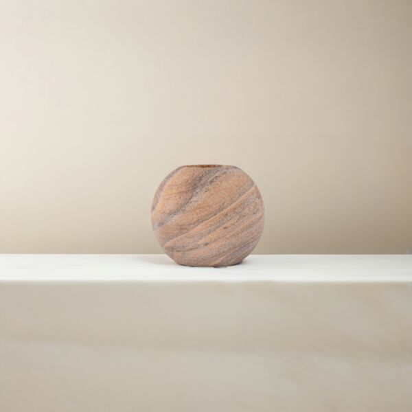 حامل شموع كروي من الحجر الرملي - بني ومتعدد الالوان