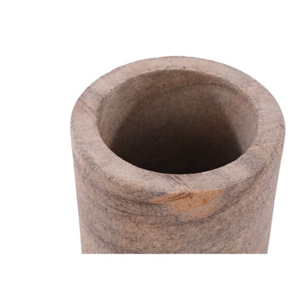 حامل شموع اسطواني من الحجر الرملي - بني ومتعدد الالوان