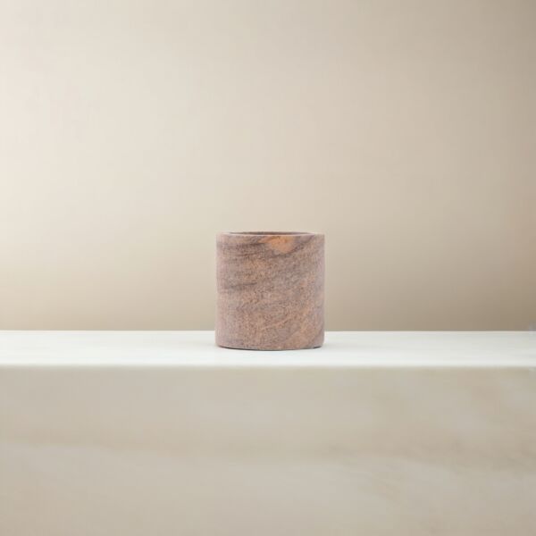 حامل شموع اسطواني من الحجر الرملي - بني ومتعدد الالوان