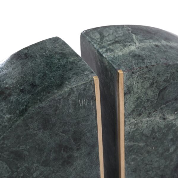 تحفة حاجز كتب رخامي نصف الدائرة - اخضر غامق ونحاسي