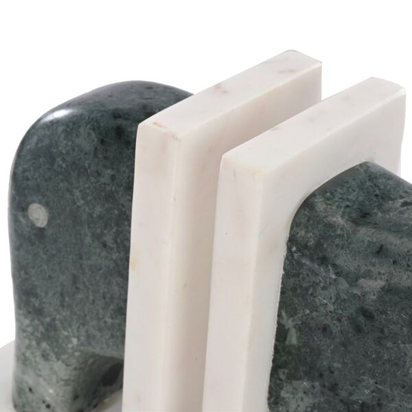 تحفة حاجز كتب رخامي شكل فيل - اخضر غامق وابيض