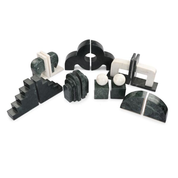 تحفة حاجز كتب رخامي شكل فيل - اخضر غامق وابيض