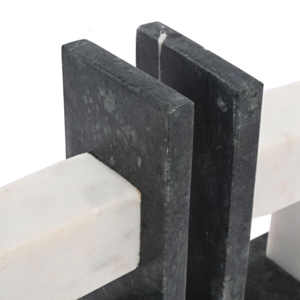 تحفة حاجز كتب رخامي شكل حاجز - اخضر غامق وابيض