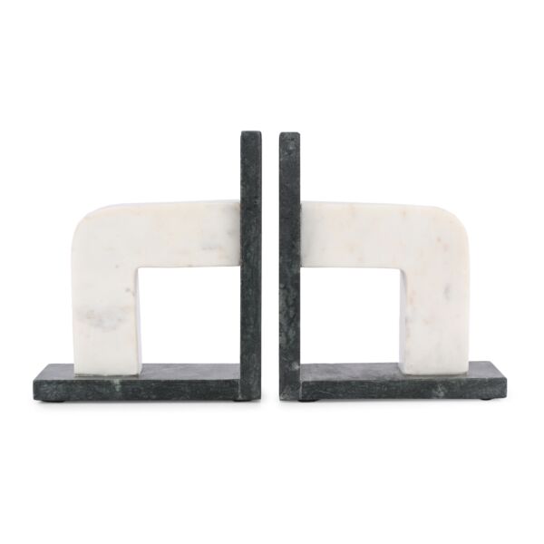 تحفة حاجز كتب رخامي شكل حاجز - اخضر غامق وابيض