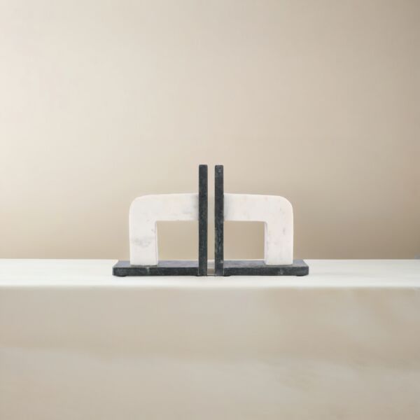 تحفة حاجز كتب رخامي شكل حاجز - اخضر غامق وابيض