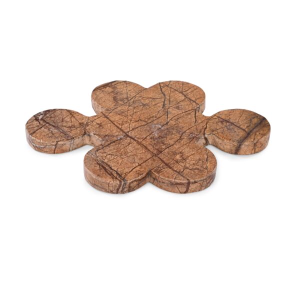 تحفة طبق تقديم من الرخام شكل بازل - بني ومتعدد الالوان