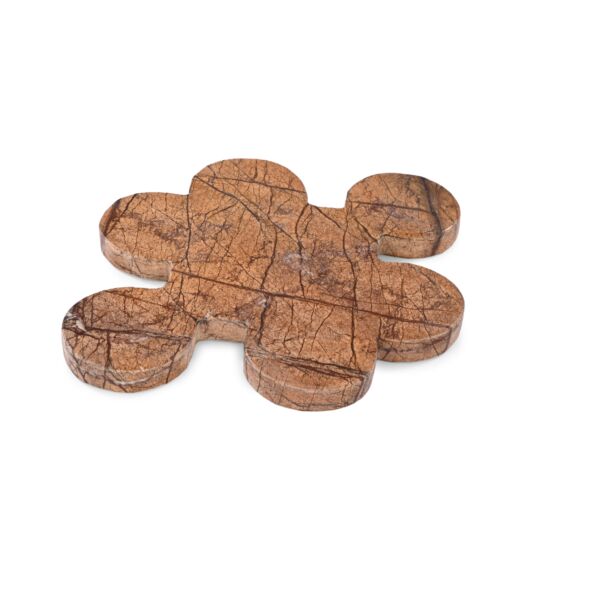 تحفة طبق تقديم من الرخام شكل بازل - بني ومتعدد الالوان