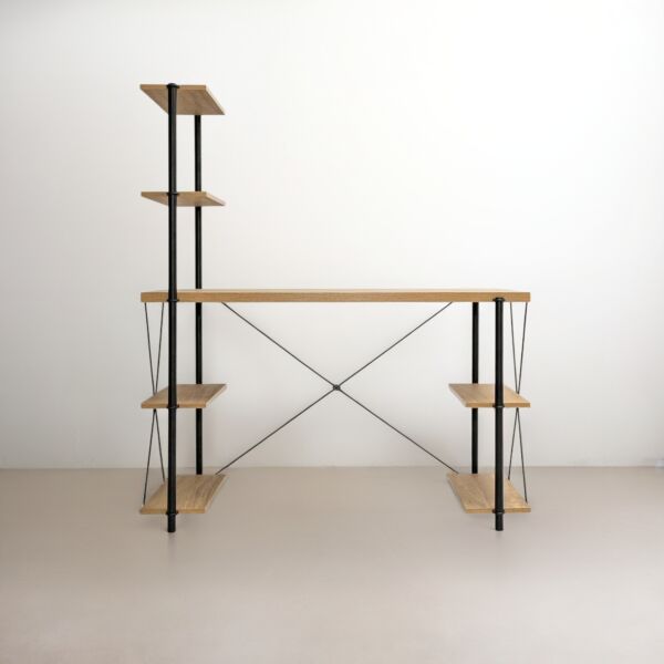 مكتب مع وحدة أرفف - خشبي فاتح