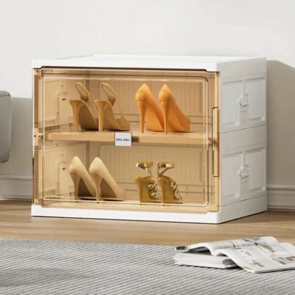 خزانة احذية بلاستيك رفين - ابيض