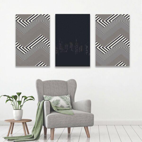 لوحة جدارية فنية تمنج لتزين الحائط بتصميم تجريدي ثلاث قطع-متعدد الألوان