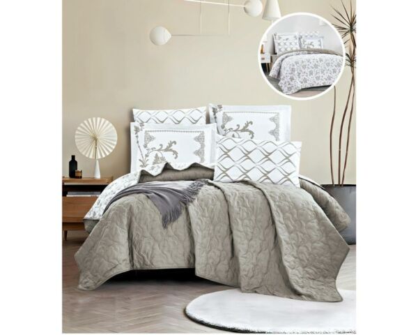 لحاف كوين سادة وجهين امرال - رمادي فاتح