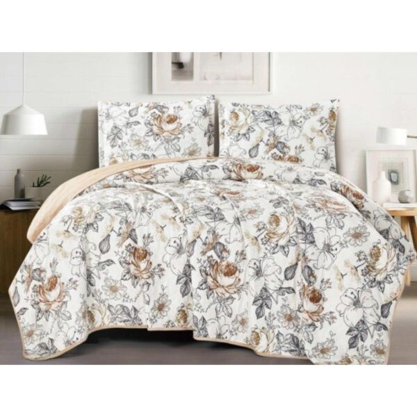 لحاف شتوي مخمل مشجر وجهين 4 قطع مطغوط مزدوج