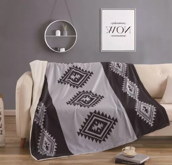 بطانية كوين مخمل فرو مطبوع 150×200 - رمادي غامق