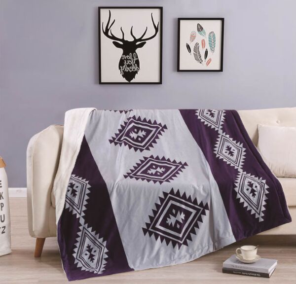 بطانية كوين مخمل فرو مطبوع 150×200 - بنفسجي