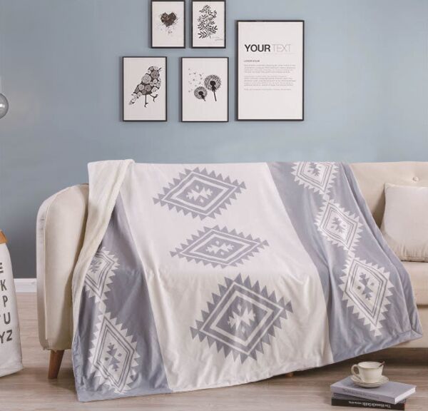 بطانية كوين مخمل فرو مطبوع 150×200 - رمادي فاتح