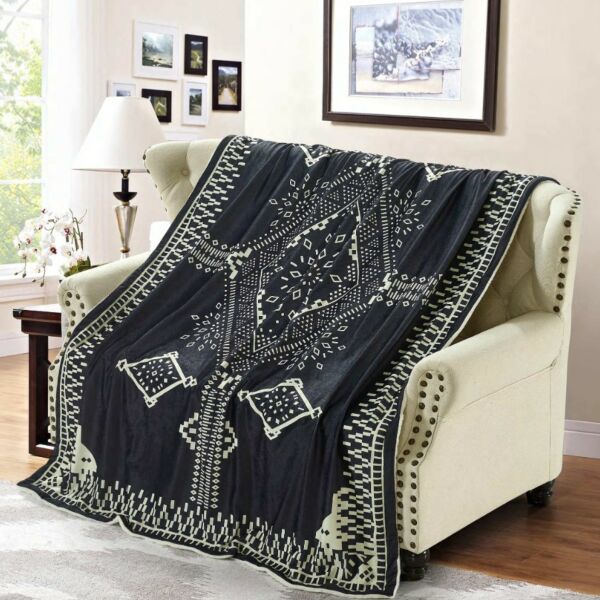 بطانية كوين مخمل فرو 150×200 - رمادي غامق وسكري