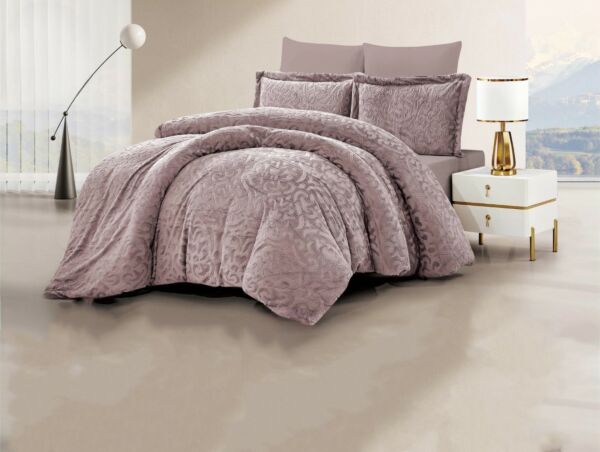 طقم لحاف كينج أورنامينتو جاكار 6 قطع - وردي غامق