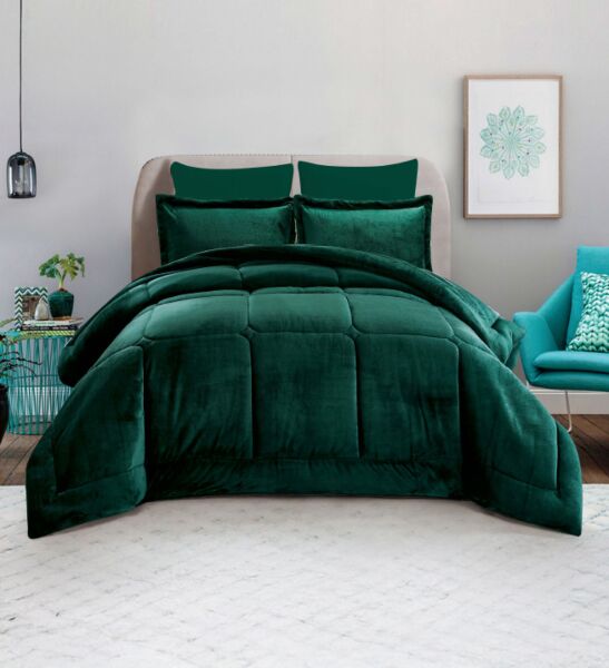 لحاف كينج ساده بطانية 3 قطع - اخضر