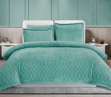 طقم لحاف كينج جاكار ريسنا فرو ساده 6 قطع - تركواز