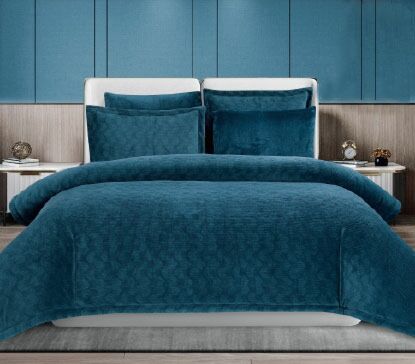 طقم لحاف كينج جاكار ريسنا فرو ساده 6 قطع - كحلي