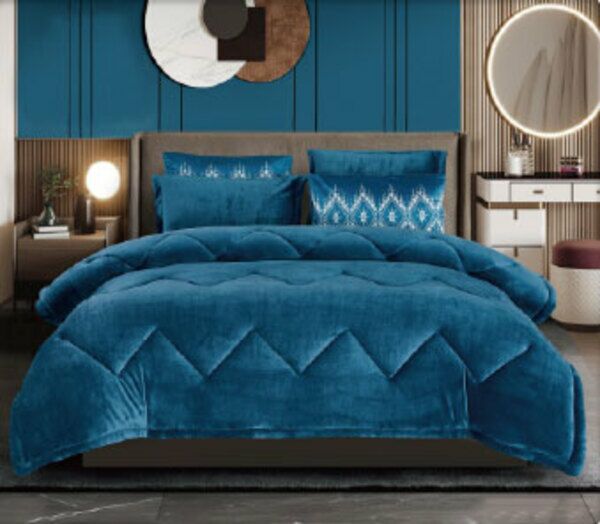 طقم لحاف كينج ساده 6 قطع ليرن - كحلي