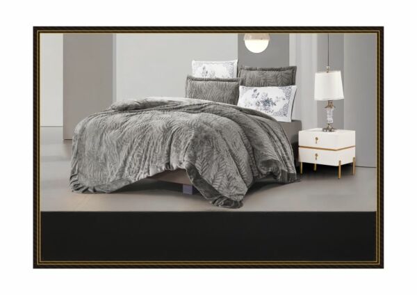 لحاف مفرد فرو ناعم - رمادي غامق