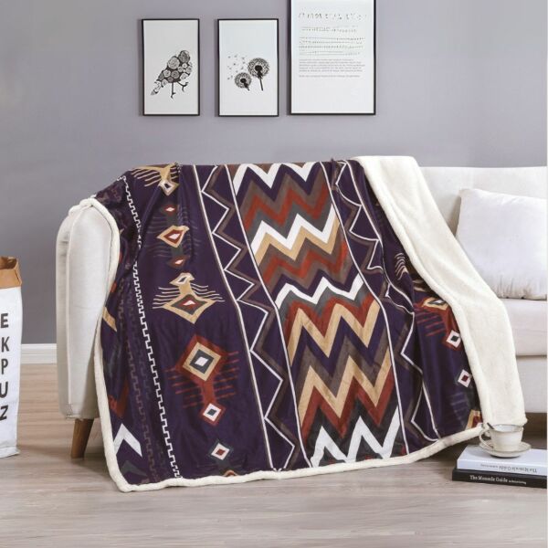 بطانية مفرد مخمل فرو مطبوع 130X160 - بنفسجي