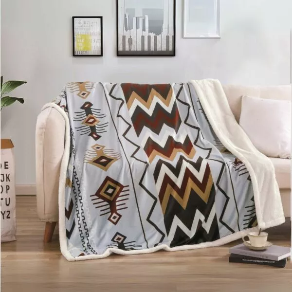 بطانية مفرد مخمل فرو مطبوع 130X160 - رمادي