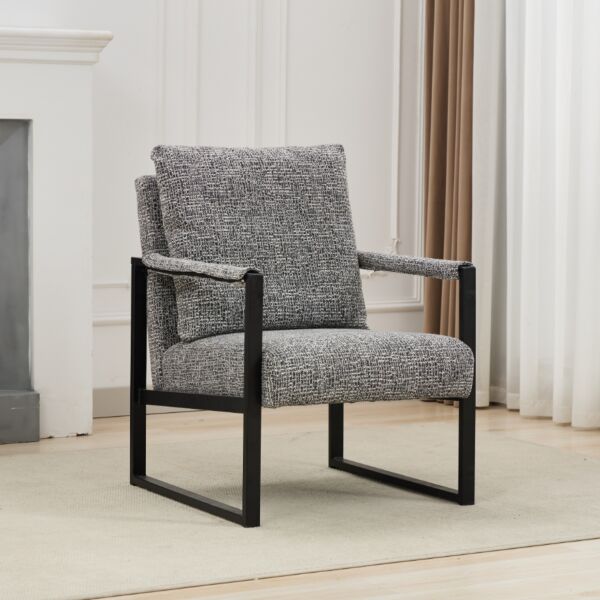 كرسي مفرد بذراعين رانو - رمادي واسود