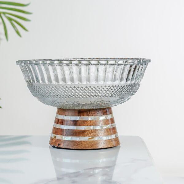 وعاء تقديم بقاعدة  ميركادا - لون بني حجم كبير 